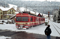 Auf Gleis 3 in Appenzell kommt ein BDeh 4/4 aus Wasserauen an