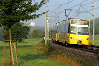 Wagen 3323 der Linie U3 ist auf dem Steckfeld unterwegs nach Plieningen.