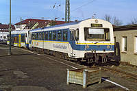 VT 421 und 440 der Wieslauftalbahn stehen in Schorndorf auf Gleis 5.