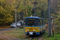 Einer der letzten zwei Tatra - Kt4Dm (m für modernisiert) die bei der Thüringer Waldbahn noch in Dienst stehen.