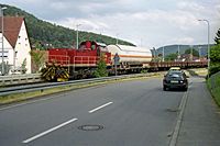 V 151 mit einem Güterzug bei Albstadt-Laufen