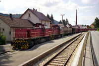 Durchfahrt von Zug 3 durch den Bahnhof Burladingen.